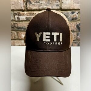 Yeti Coolers Brown Mesh Snapback Truckers Hat, New Never Worn!
